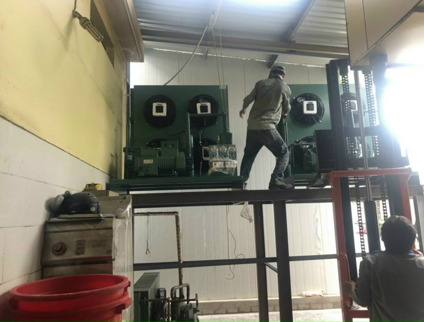 Sửa cụm máy kho lạnh 7.5 hp tại chợ đầu mối thủ đức, thay lốc kho lạnh 7.5hp