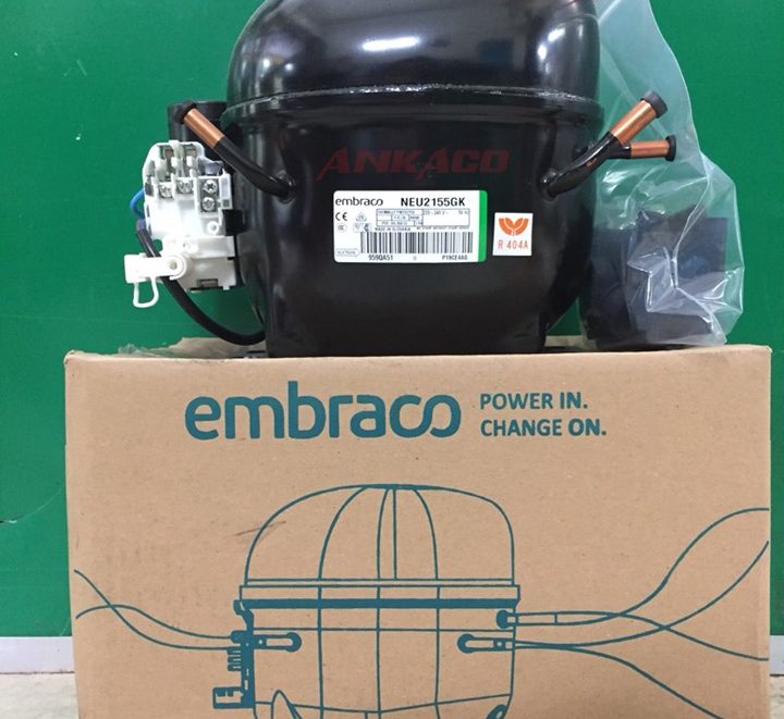 0911.219.479 phân phối lốc tủ lạnh Embraco NEU2155GK 3/4HP R404 chính hãng, mới 100%