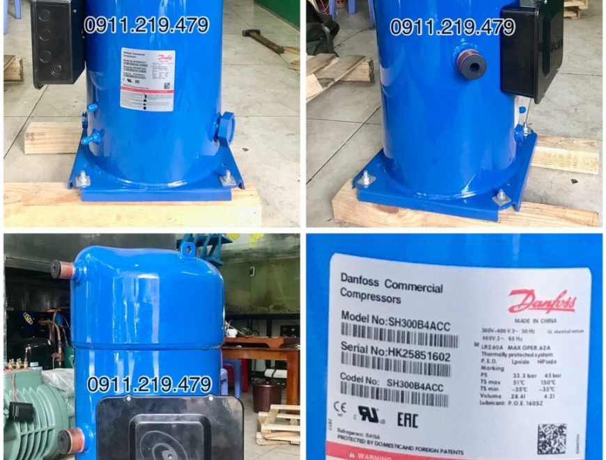 lắp đặt lốc điều hòa Danfoss 25hp SH300B4ACC, Block máy nén lạnh